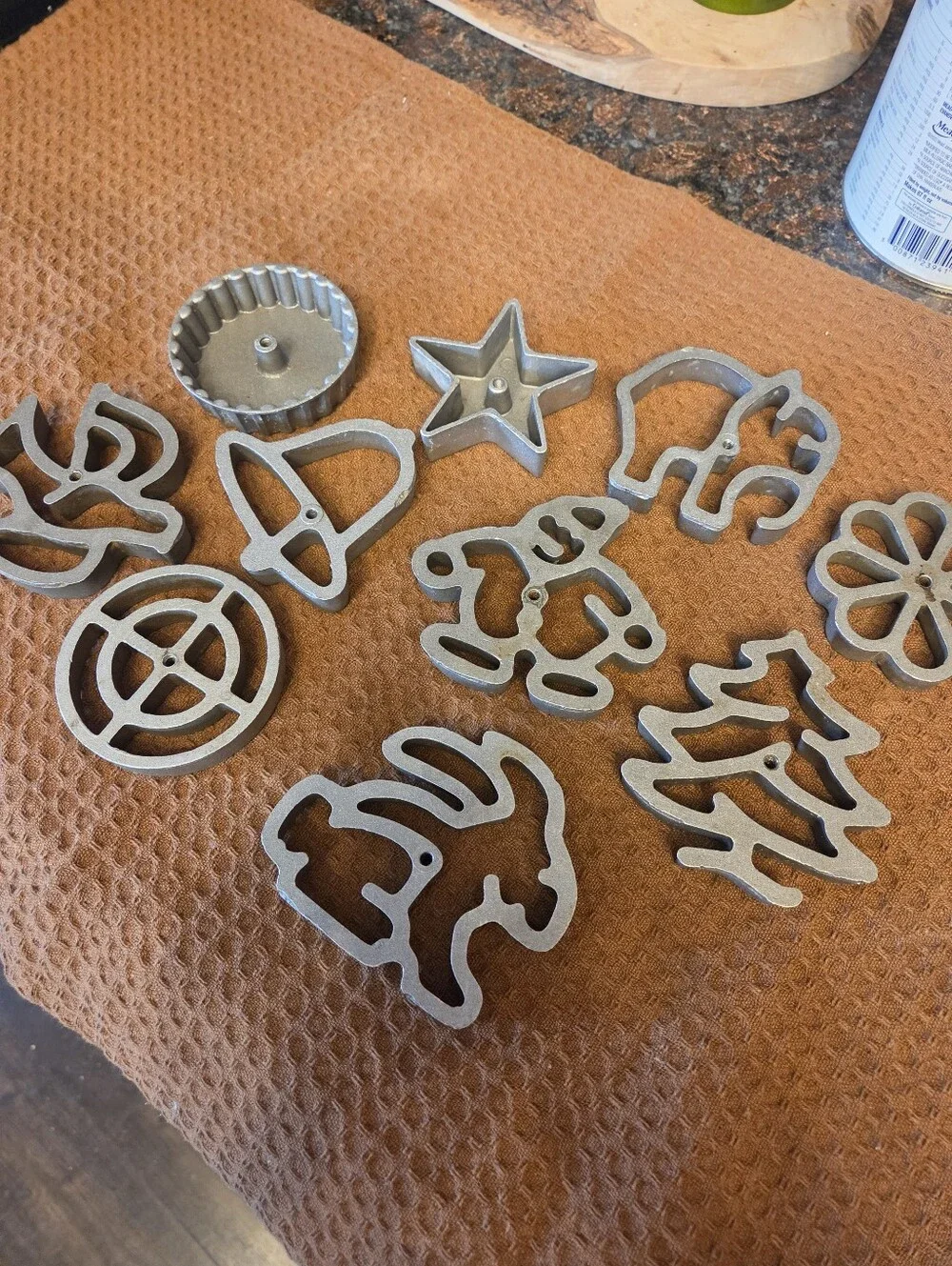 Vintage Cast Aluminum Rosette Timbale Iron Mold Lot 10 Pc Holiday Animal Shapes